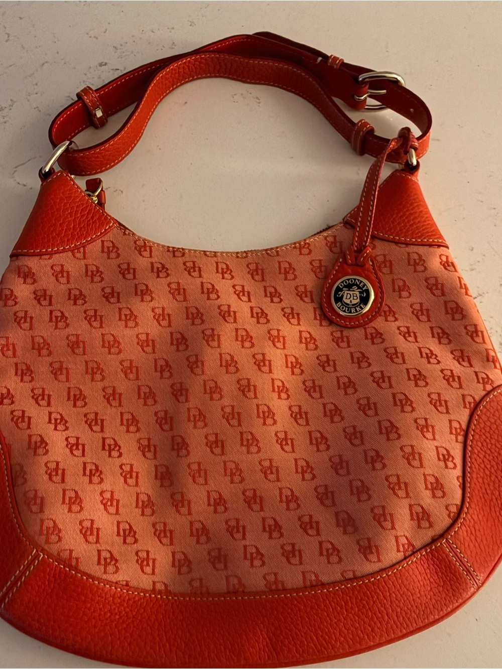 Dooney & Bourke Red Canvas & Leather Hobo